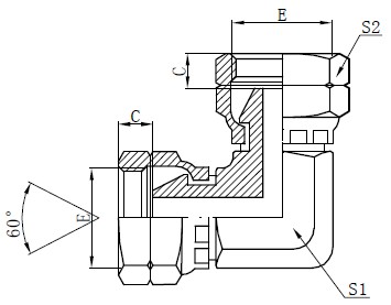 BSP Female Elbow Adapter Drawing