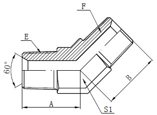 BSPT Male Connector Drawing