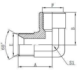 Elbow BSP Adapter Fittings Drawing